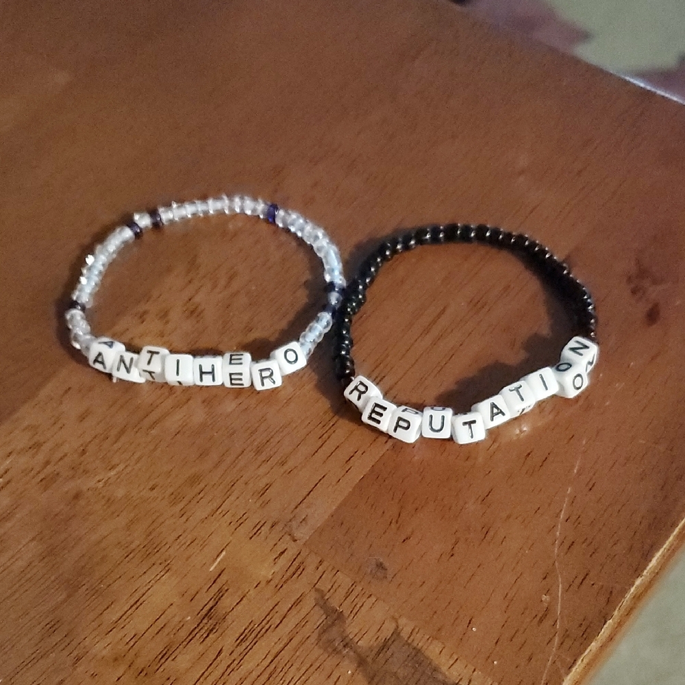 Beaded Bracelet Set with Letter Charms